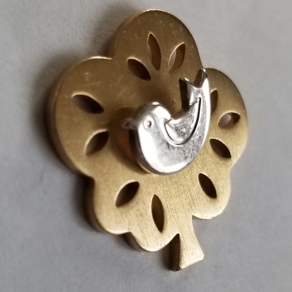 Vintage Avon pin Partridge in a Pear Tree pin brooch gold silver tone - Picture 3 of 8